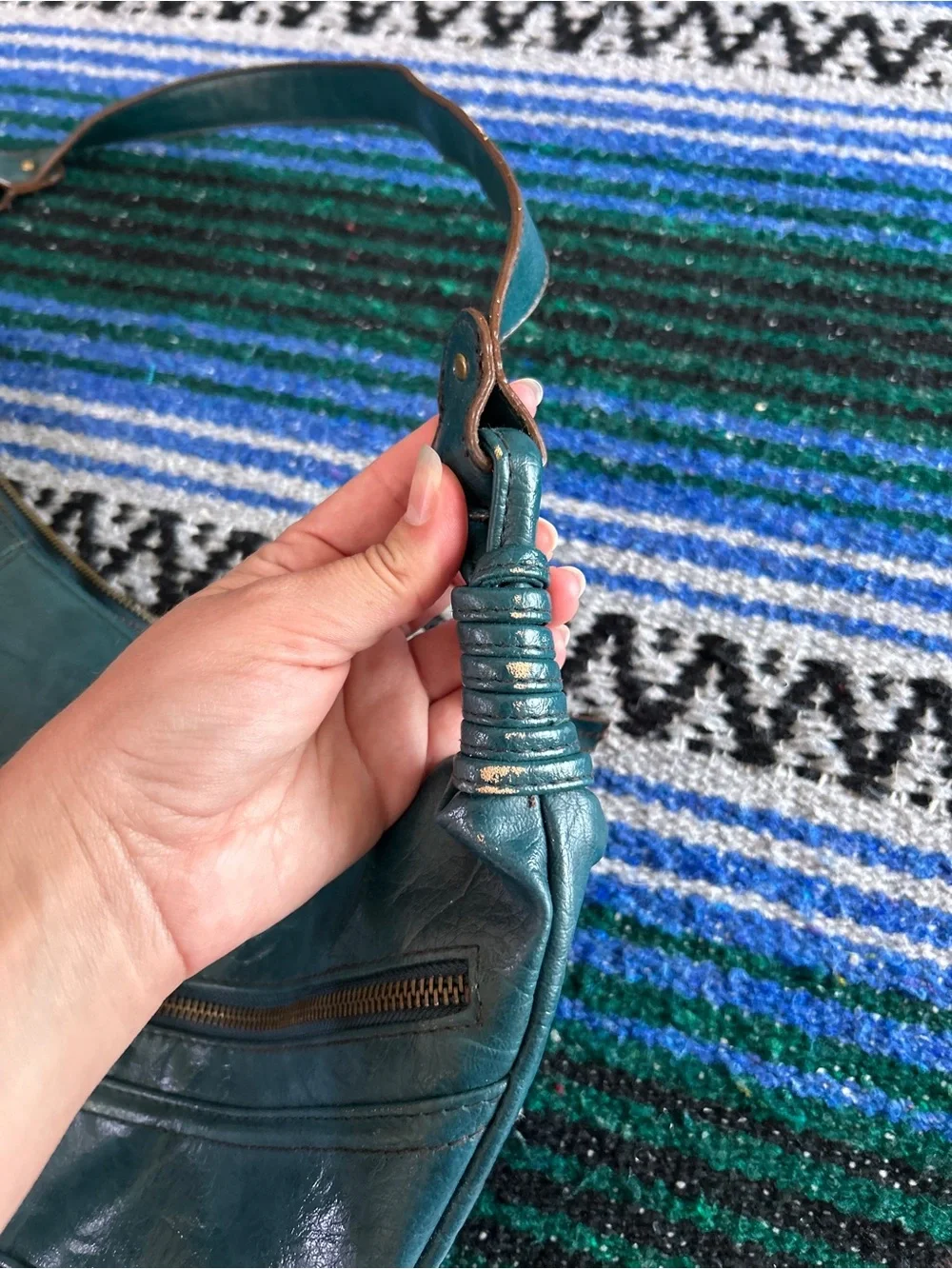 Vintage Y2K Canyon River Teal Faux Leather Hobo Shoulder Bag